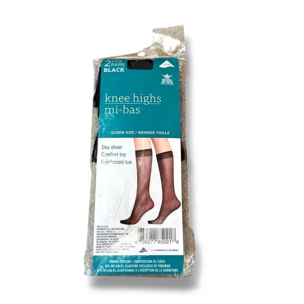 Juncture NWT Sheer Knee‎ Highs Women’s One Size Black 2 Pair Pack